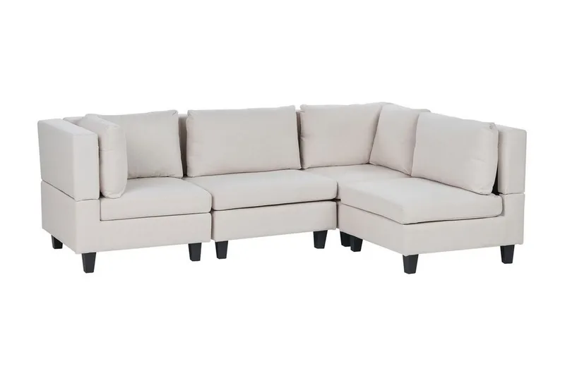 Buck 4-personers L-formet Modulsofa med Chaiselong og Hjørnesofa i Stof - Beige|Sort - Møbler - Sofaer - Modulsofaer - Komplet modulsofa