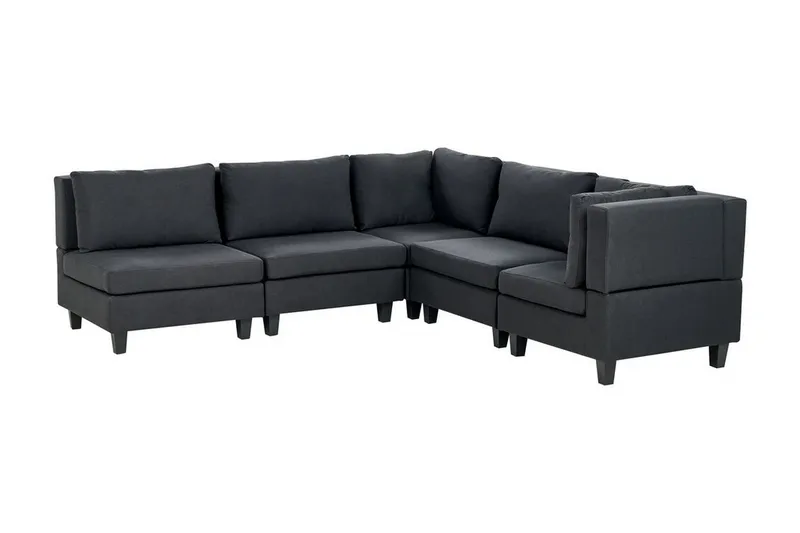 Buck 5-personers L-formet Modulsofa i Stof, Sort