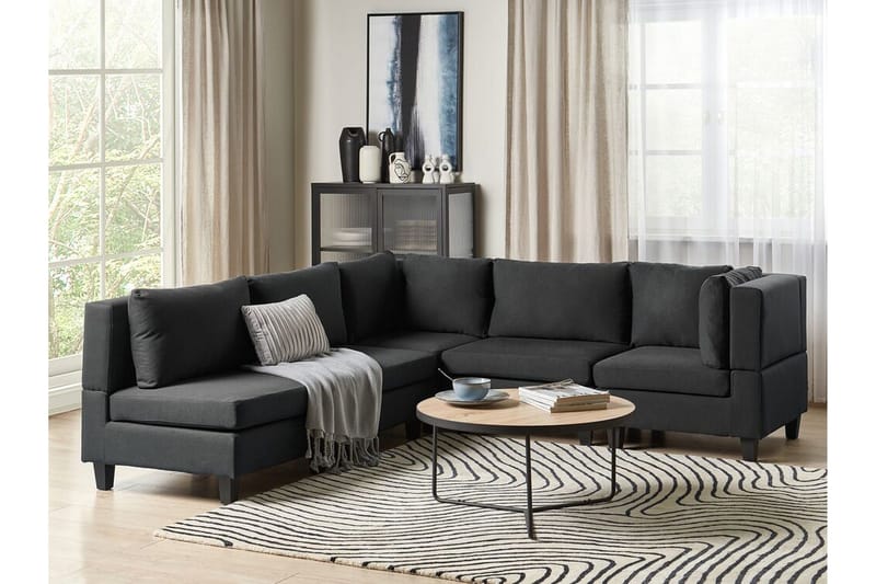 Buck 5-personers L-formet Modulsofa i Stof - Sort - Møbler - Sofaer - Modulsofaer - Komplet modulsofa