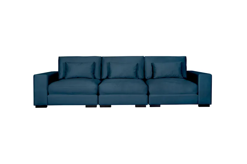 Dubai 3-personers sofa velour ekstra dyb, Blå