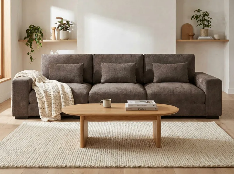 Dubai 3-personers sofa ekstra dyb i Chenille - Mørkebrun - Møbler - Sofaer - Modulsofaer - Komplet modulsofa