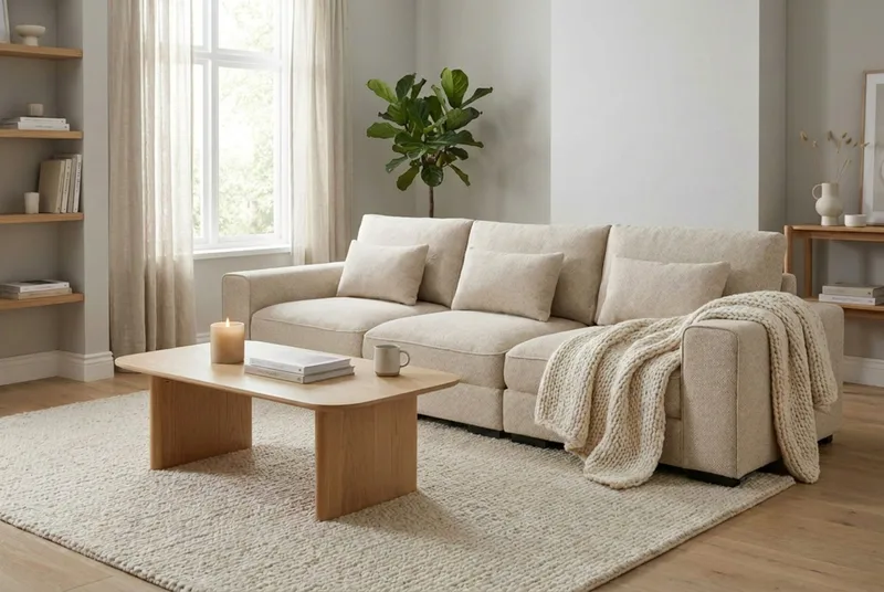 Dubai 3-personers sofa ekstra dyb i Chenille - Beige - Møbler - Sofaer - Modulsofaer - Komplet modulsofa