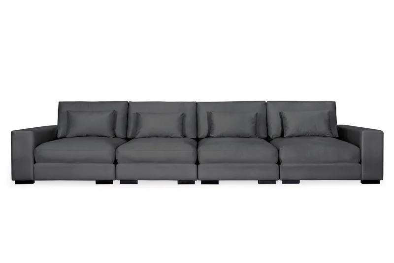 Dubai 4-personers sofa velour ekstra dyb, Mørkegrå