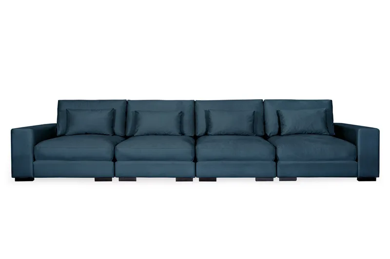 Dubai 4-personers sofa velour ekstra dyb, Blå