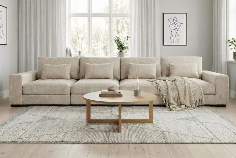Dubai 4-personers sofa ekstra dyb i Chenille - Beige - Møbler - Sofaer - Modulsofaer - Komplet modulsofa