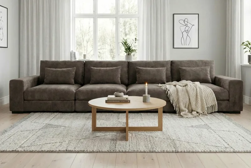 Dubai 4-personers sofa ekstra dyb i Chenille - Mørkebrun - Møbler - Sofaer - Modulsofaer - Komplet modulsofa
