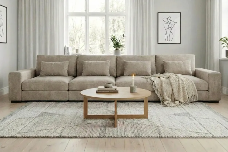 Dubai 4-personers sofa ekstra dyb i Chenille - Brun - Møbler - Sofaer - Modulsofaer - Komplet modulsofa