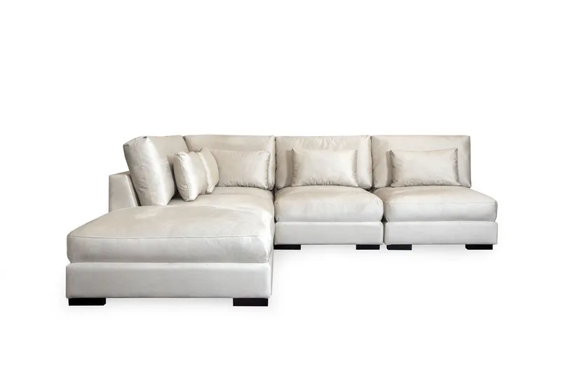 Dubai chaiselongsofa højre fløjl ekstra dyb, hvid