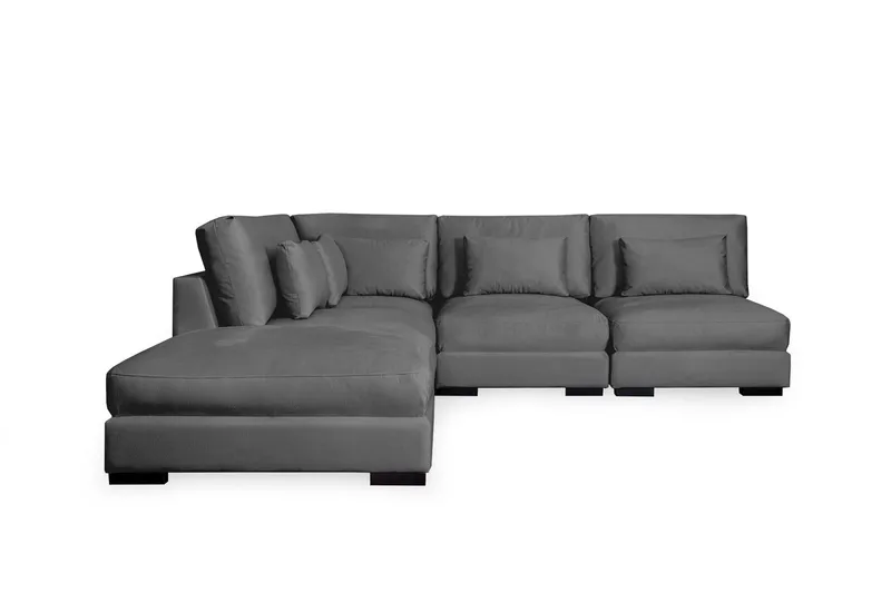 Dubai chaiselongsofa højre fløjl ekstra dyb, Mørkegrå