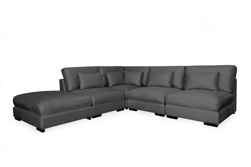 Dubai chaiselongsofa højre fløjl ekstra dyb - Mørkegrå - Møbler - Sofaer - Modulsofaer - Komplet modulsofa