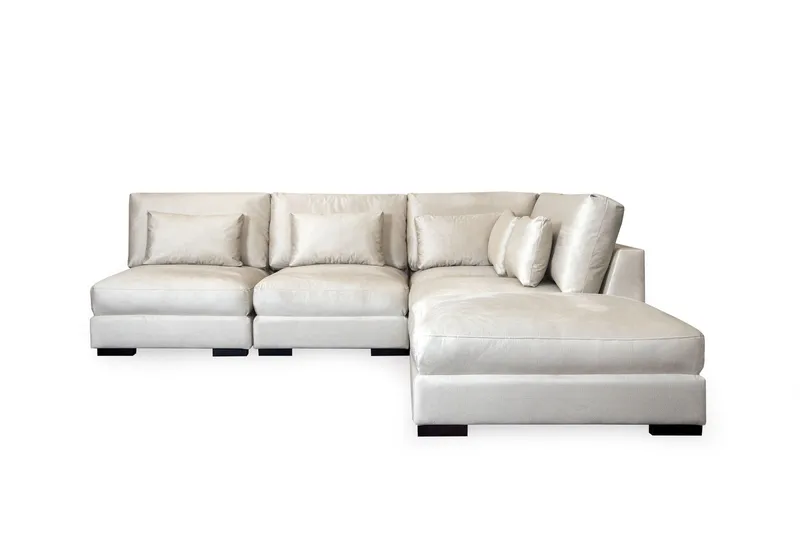 Dubai chaiselongsofa venstre fløjl, hvid