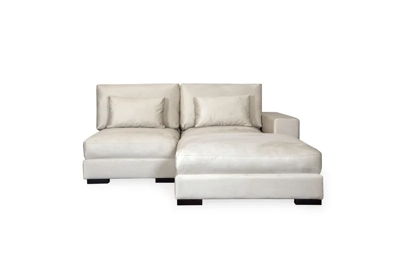 Dubai divansofa højre velour ekstra dyb, Hvid