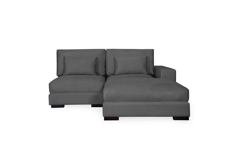 Dubai divansofa højre velour ekstra dyb, Mørkegrå