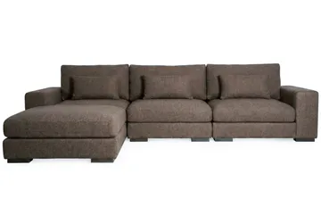 Dubai Ekstra dyb 4-personers modulsofa med divan højre i stof ekstra dyb - Mørkebrun - Møbler - Sofaer - Modulsofaer - Komplet modulsofa