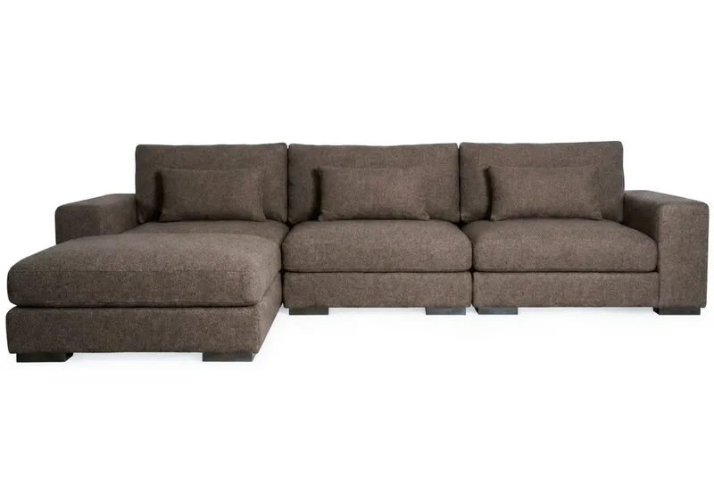 Dubai Ekstra dyb 4-personers modulsofa med divan højre i stof ekstra dyb, Beige