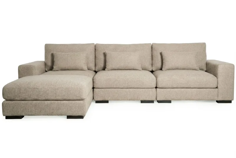 Dubai Ekstra dyb 4-personers modulsofa med divan højre i stof ekstra dyb - Greige - Møbler - Sofaer - Modulsofaer - Komplet modulsofa