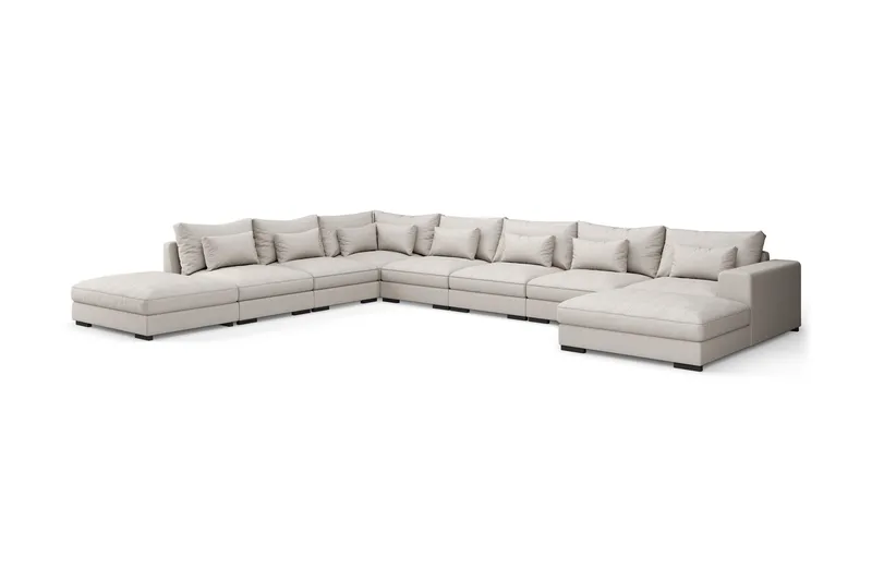 Dubai stor U-modulsofa, byggesystem med divan højre ekstra dyb - Lys / Beige - Møbler - Sofaer - Modulsofaer - Komplet modulsofa
