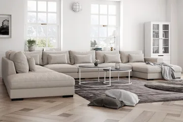 Dubai stor U-modulsofa, byggesystem med divan højre ekstra dyb - Lys / Beige - Møbler - Sofaer - Modulsofaer - Komplet modulsofa