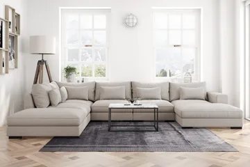 Dubai stor U-modulsofa med divan højre 432 cm ekstra dyb - Beige - Møbler - Sofaer - Modulsofaer - Komplet modulsofa