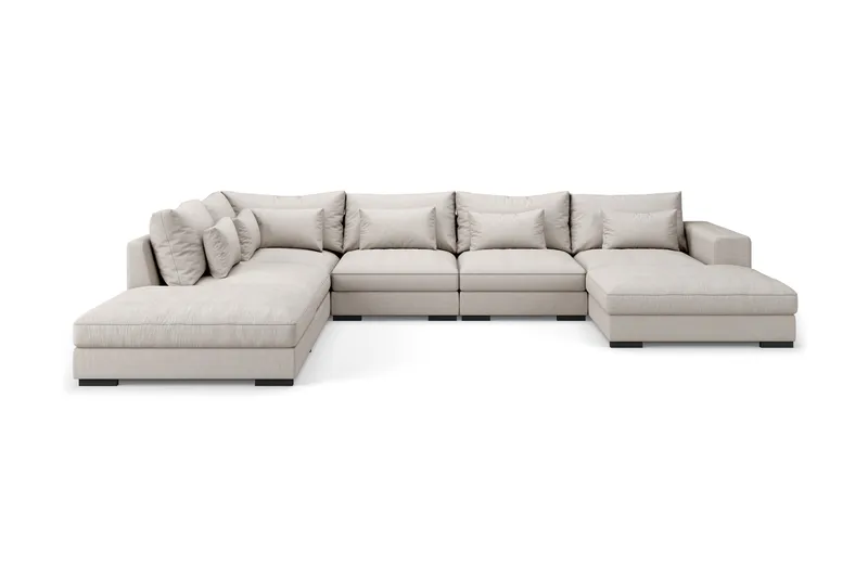 Dubai stor U-modulsofa med divan højre 432 cm ekstra dyb, Beige