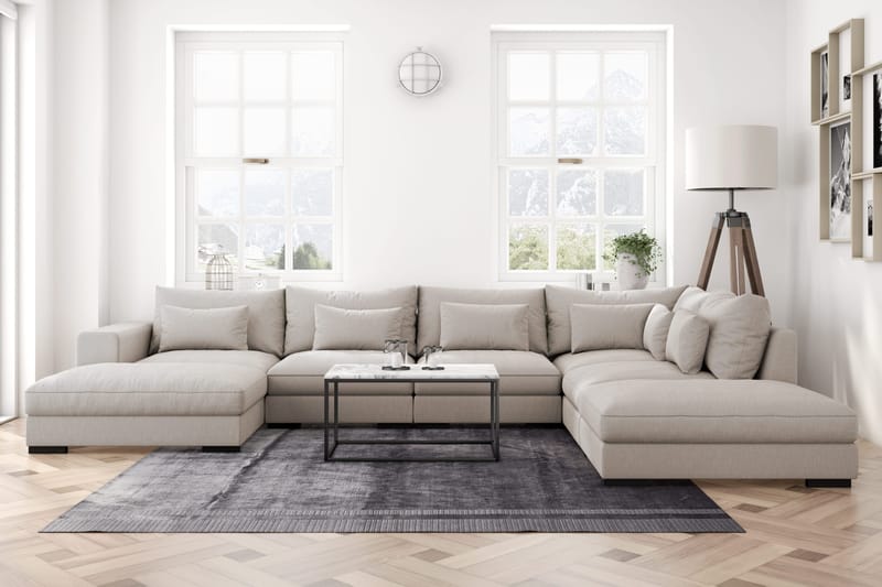 Dubai stor U-modulsofa med divan venstre 432 cm ekstra dyb - Beige - Møbler - Sofaer - Modulsofaer - Komplet modulsofa