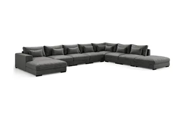 Dubai stor U-modulsofa med divan venstre fløjl 527 cm ekstra dyb - Mørkegrå - Møbler - Sofaer - Modulsofaer - Komplet modulsofa