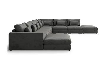 Dubai stor U-modulsofa med divan venstre fløjl 527 cm ekstra dyb - Mørkegrå - Møbler - Sofaer - Modulsofaer - Komplet modulsofa