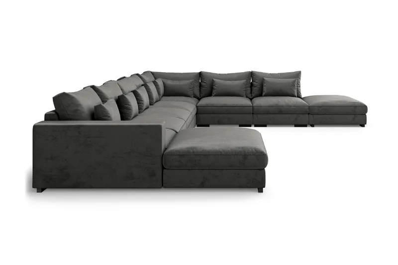Dubai stor U-modulsofa med divan venstre fløjl 527 cm ekstra dyb - Mørkegrå - Møbler - Sofaer - Modulsofaer - Komplet modulsofa