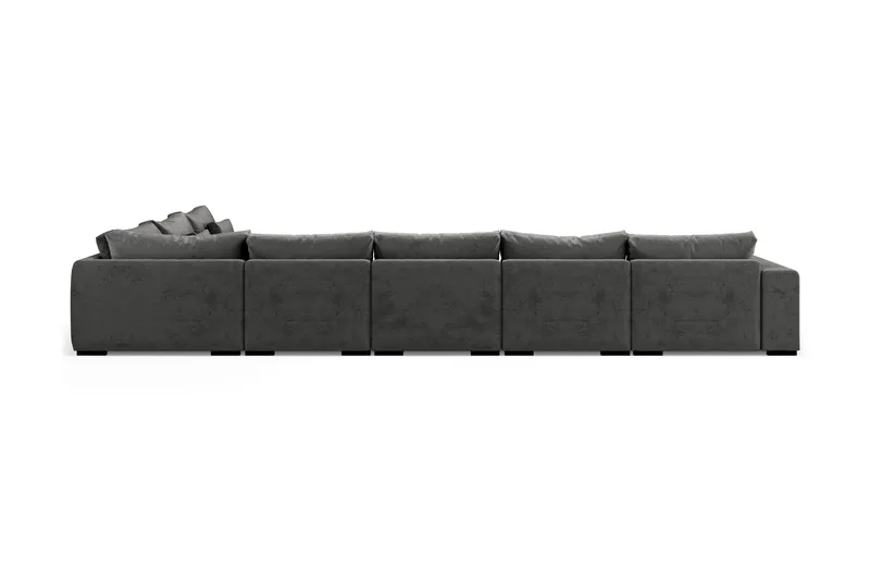Dubai stor U-modulsofa med divan venstre fløjl 527 cm ekstra dyb - Mørkegrå - Møbler - Sofaer - Modulsofaer - Komplet modulsofa