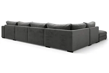 Dubai stor U-sofa modul med divan højre fløjl ekstra dyb - Mørkegrå - Møbler - Sofaer - Modulsofaer - Komplet modulsofa