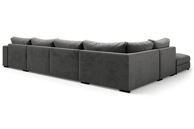 Dubai stor U-sofa modul med divan højre fløjl ekstra dyb - Mørkegrå - Møbler - Sofaer - Modulsofaer - Komplet modulsofa