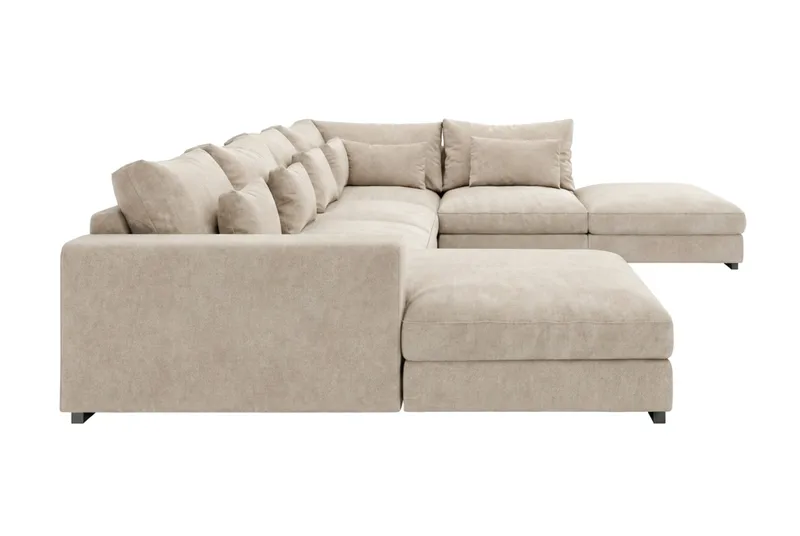 Dubai stor U-sofa modul med divan venstre ekstra dyb i Chenille - Beige - Møbler - Sofaer - Modulsofaer - Komplet modulsofa