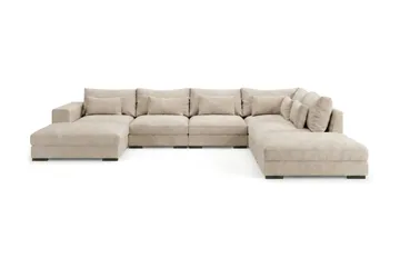 Dubai stor U-sofa modul med divan venstre ekstra dyb i Chenille