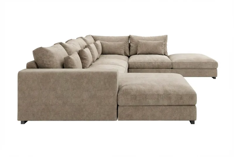 Dubai stor U-sofa modul med divan venstre ekstra dyb i Chenille - Brun - Møbler - Sofaer - Modulsofaer - Komplet modulsofa