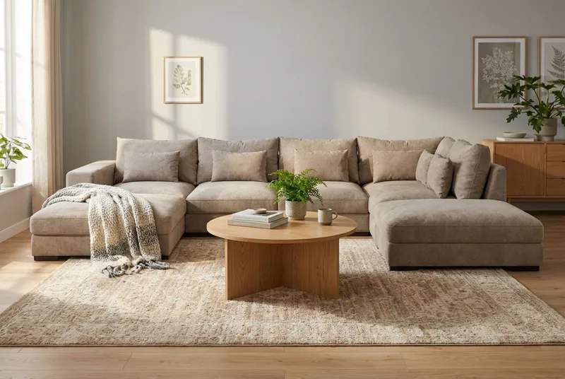 Dubai stor U-sofa modul med divan venstre ekstra dyb i Chenille - Brun - Møbler - Sofaer - Modulsofaer - Komplet modulsofa