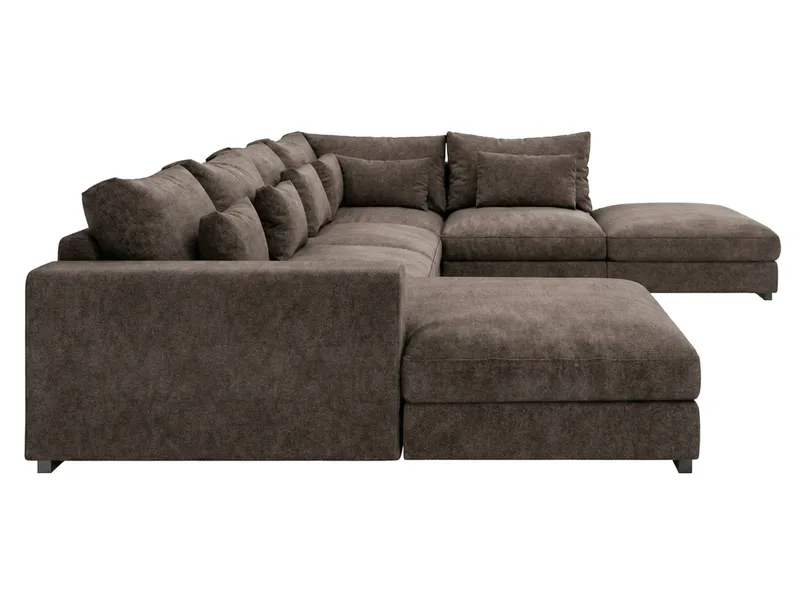 Dubai stor U-sofa modul med divan venstre ekstra dyb i Chenille - Mørkebrun - Møbler - Sofaer - Modulsofaer - Komplet modulsofa