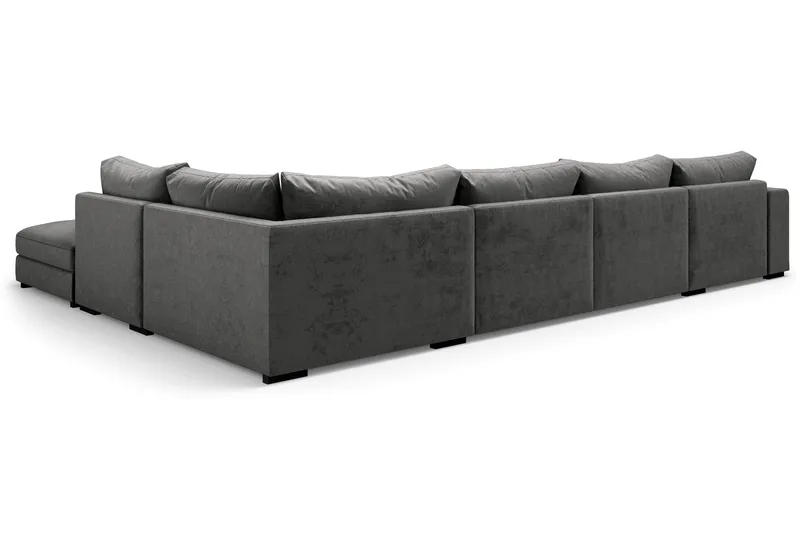 Dubai stor U-sofa modul med divan venstre fløjl ekstra dyb - Mørkegrå - Møbler - Sofaer - Modulsofaer - Komplet modulsofa