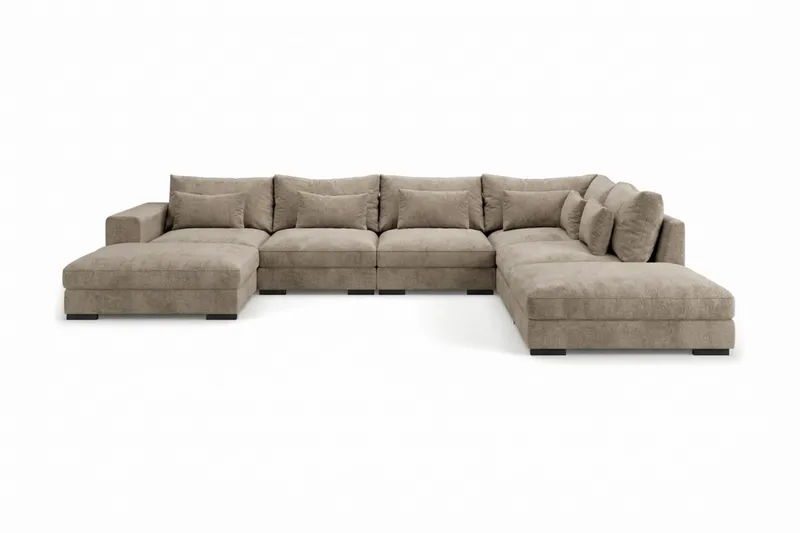 Dubai stor U-sofamodul med chaiselong venstre, ekstra dyb - Brun - Møbler - Sofaer - Modulsofaer - Komplet modulsofa