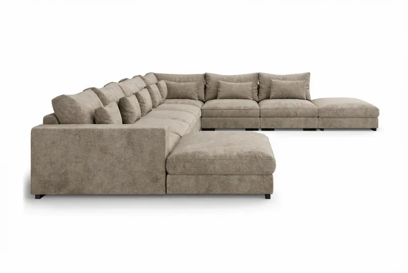 Dubai U-modulsofa Large med Chaiselong Venstre - Brun - Møbler - Sofaer - Modulsofaer - Komplet modulsofa