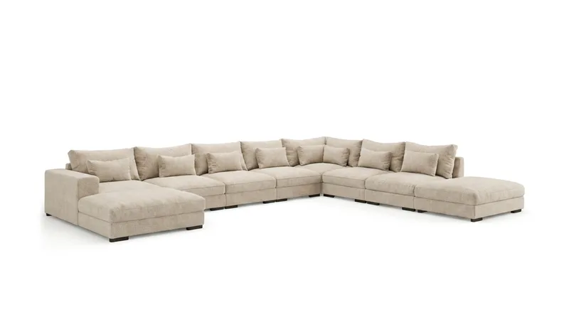 Dubai U-modulsofa Large med Chaiselong Venstre ekstra dyb - Beige - Møbler - Sofaer - Modulsofaer - Komplet modulsofa