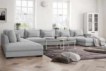 Dubai U-modulsofa Large med divan højre ekstra dyb - lysegrå - Møbler - Sofaer - Modulsofaer - Komplet modulsofa