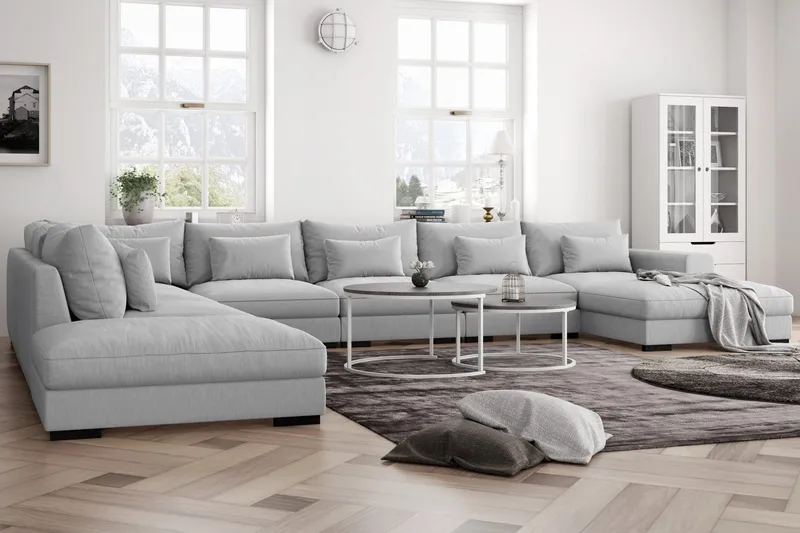 Dubai U-modulsofa Large med divan højre ekstra dyb - lysegrå - Møbler - Sofaer - Modulsofaer - Komplet modulsofa