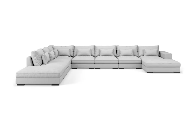 Dubai U-modulsofa Large med divan højre ekstra dyb, lysegrå