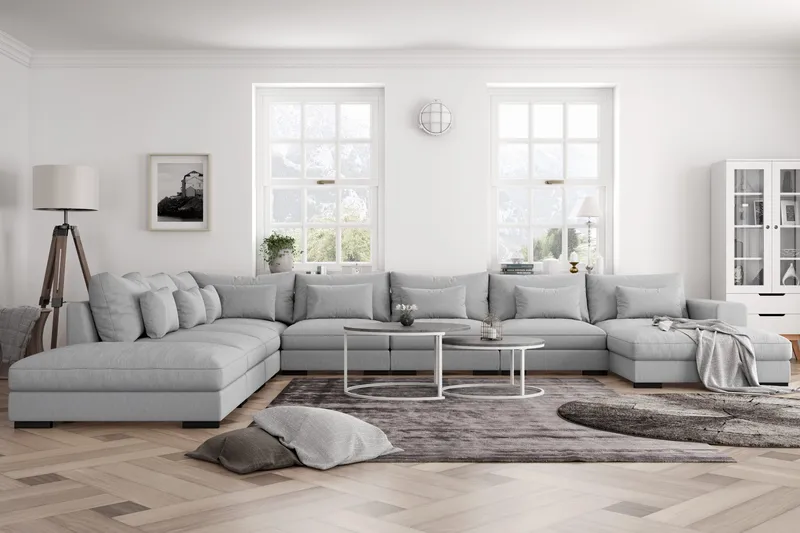 Dubai U-modulsofa Large med divan højre ekstra dyb - lysegrå - Møbler - Sofaer - Modulsofaer - Komplet modulsofa
