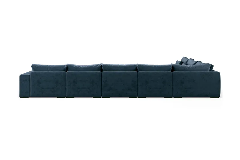 Dubai U-modulsofa Large med divan højre fløjl ekstra dyb - Blå - Møbler - Sofaer - Modulsofaer - Komplet modulsofa