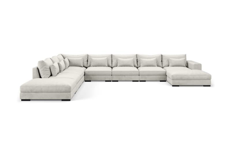 Dubai U-modulsofa Large med divan højre fløjl ekstra dyb, Hvid