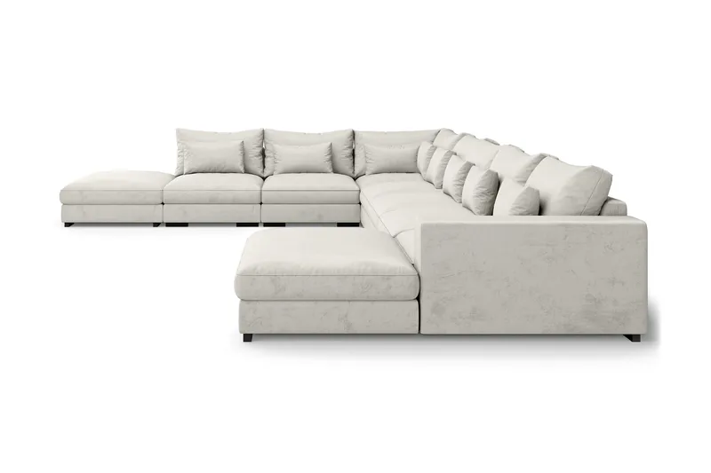 Dubai U-modulsofa Large med divan højre fløjl ekstra dyb - Hvid - Møbler - Sofaer - Modulsofaer - Komplet modulsofa