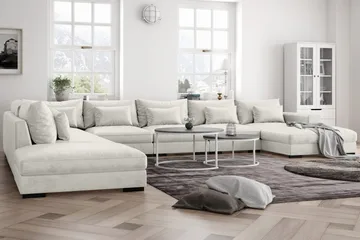 Dubai U-modulsofa Large med divan højre fløjl ekstra dyb - Hvid - Møbler - Sofaer - Modulsofaer - Komplet modulsofa