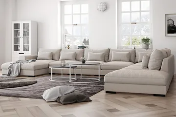 Dubai U-modulsofa Large med divan venstre ekstra dyb - Beige - Møbler - Sofaer - Modulsofaer - Komplet modulsofa