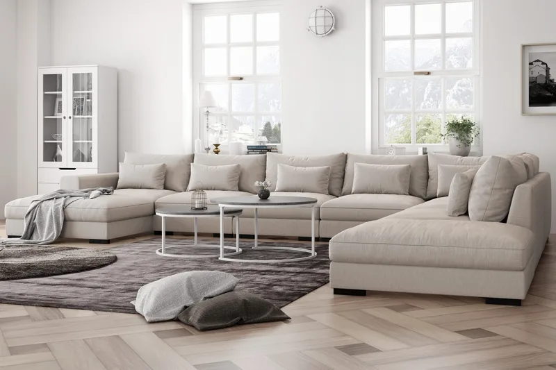 Dubai U-modulsofa Large med divan venstre ekstra dyb - Beige - Møbler - Sofaer - Modulsofaer - Komplet modulsofa